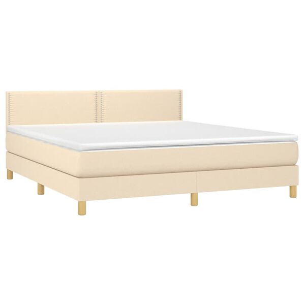 vidaXL Cama box spring con colch&oacute;n tela color crema 180x200 cm
