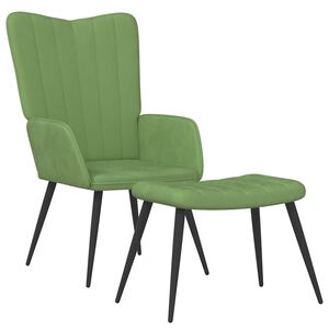 vidaXL Sill&oacute;n de relax con taburete de terciopelo verde claro