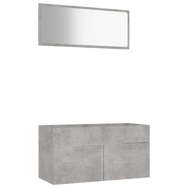 vidaXL Set muebles de ba&ntilde;o 2 piezas madera contrachapada gris hormig&oacute;n