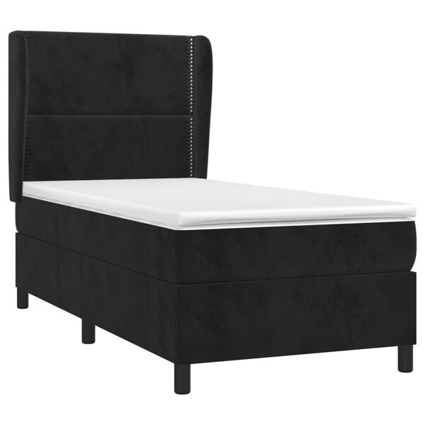 vidaXL Cama box spring con colch&oacute;n terciopelo negro 100x200 cm