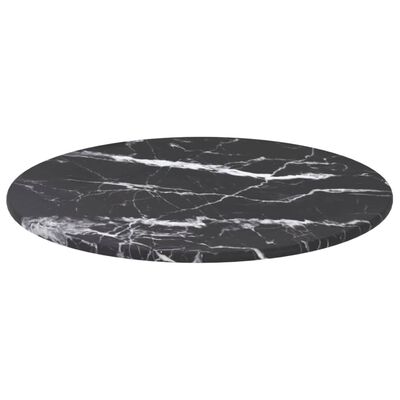 vidaXL Tablero de mesa diseño mármol vidrio templado negro Ø30x0,8 cm