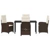 vidaXL Conjunto de Comedor de Jard&iacute;n 5 pcs Marr&oacute;n rat&aacute;n sint&eacute;tico