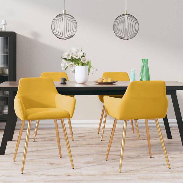 vidaXL Sillas de comedor 4 unidades terciopelo amarillo