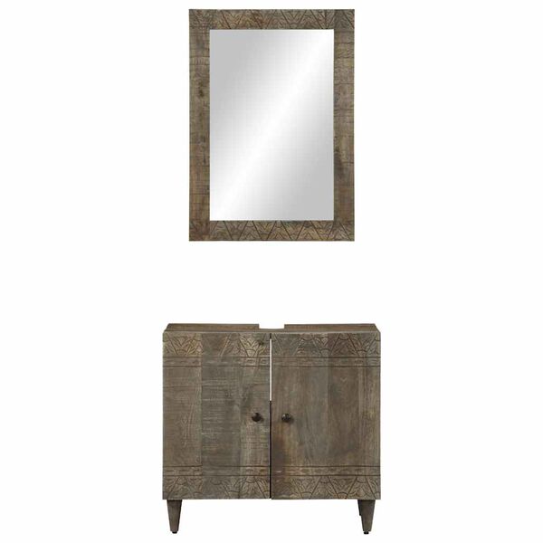 vidaXL Conjunto de muebles de ba&ntilde;o 2 piezas madera maciza de mango