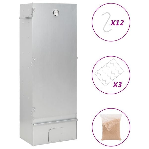 vidaXL Horno ahumador astillas madera acero galvanizado 44,5x29x110 cm