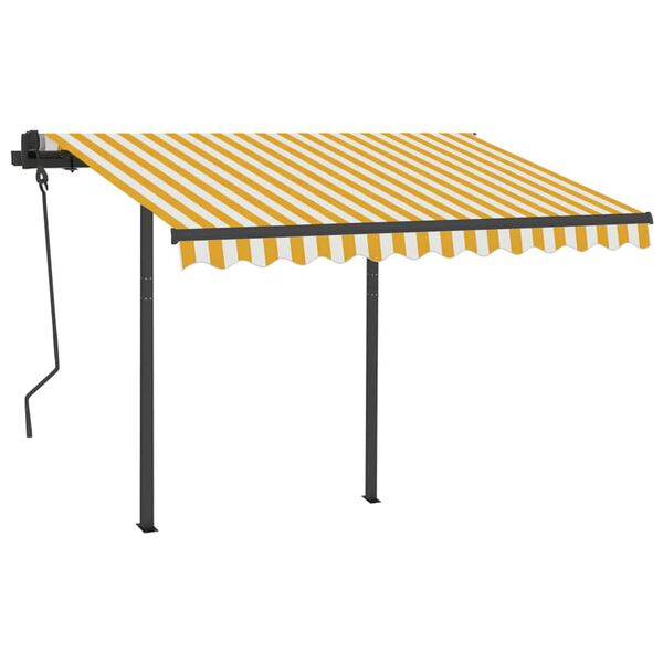 vidaXL Toldo manual retr&aacute;ctil con LED amarillo y blanco 3,5x2,5 m