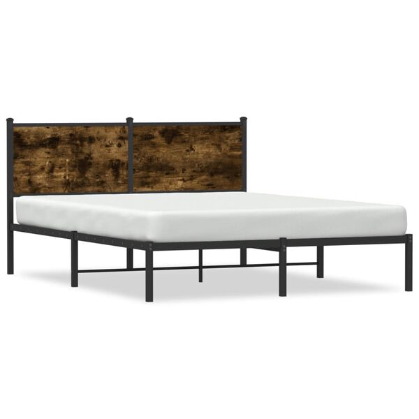 vidaXL Estructura de cama sin colch&oacute;n metal roble ahumado 150x200 cm