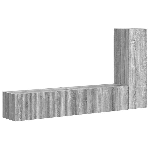 vidaXL Conjunto de mueble de TV 3 pcs Gris Sonoma Madera de ingenier&iacute;a