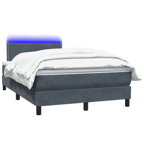 vidaXL Cama box spring con colch&oacute;n y LED terciopelo gris oscuro 120x210 cm