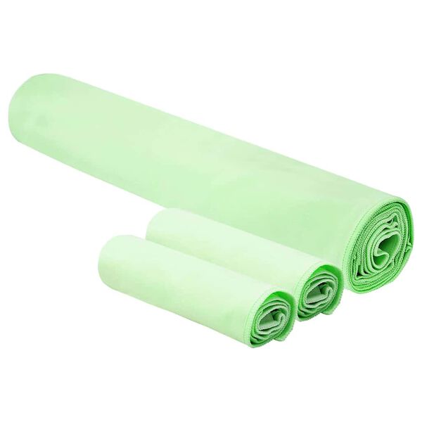 vidaXL Set de Toallas de Deportes 3 pcs Verde Poli&eacute;ster y Poliamida