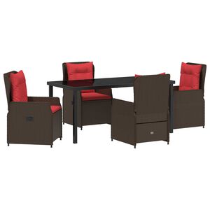 vidaXL Conjunto de Comedor de Jard&iacute;n 5 pcs Marr&oacute;n Polirat&aacute;n