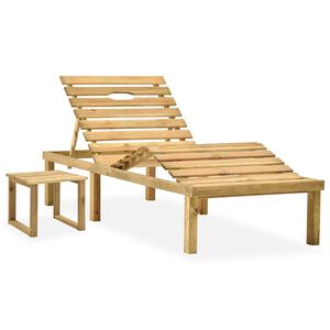 vidaXL Tumbona de jard&iacute;n con mesa de madera de pino impregnada