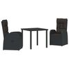 vidaXL Conjunto de Comedor de Jard&iacute;n 3 uds. Negro rat&aacute;n sint&eacute;tico