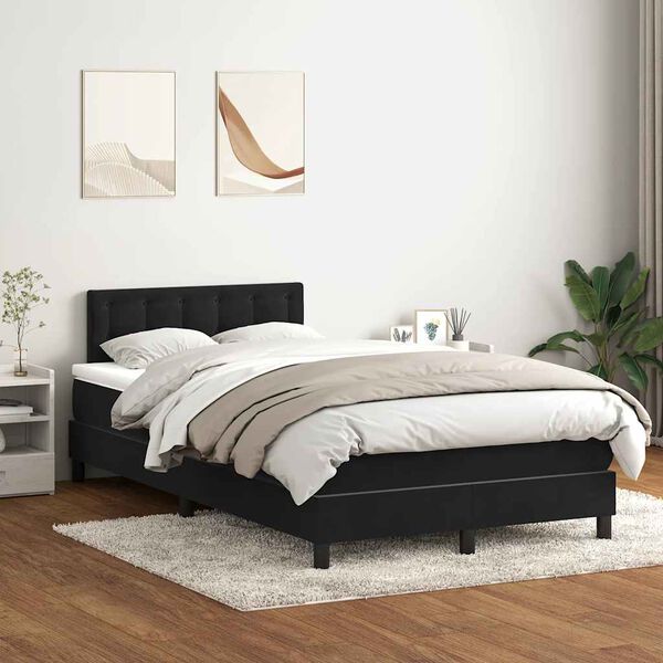 vidaXL Cama box spring con colch&oacute;n terciopelo negro 120x210 cm