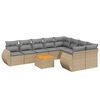 vidaXL Juego de sof&aacute;s jard&iacute;n con cojines beige 10 pzas rat&aacute;n sint&eacute;tico