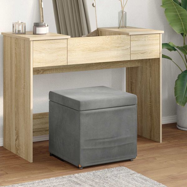 vidaXL Taburete Gris oscuro Terciopelo y Madera Fabricada