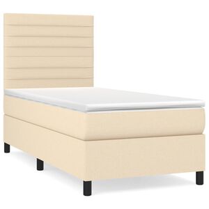 vidaXL Cama box spring con colch&oacute;n tela color crema 100x200 cm