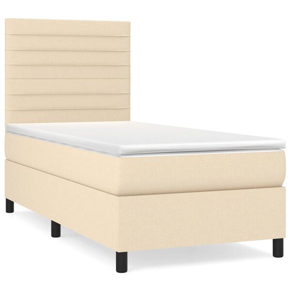 vidaXL Cama box spring con colch&oacute;n tela color crema 100x200 cm