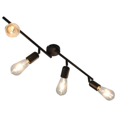 vidaXL Lámpara de focos con 4 luces negro E27 60 cm