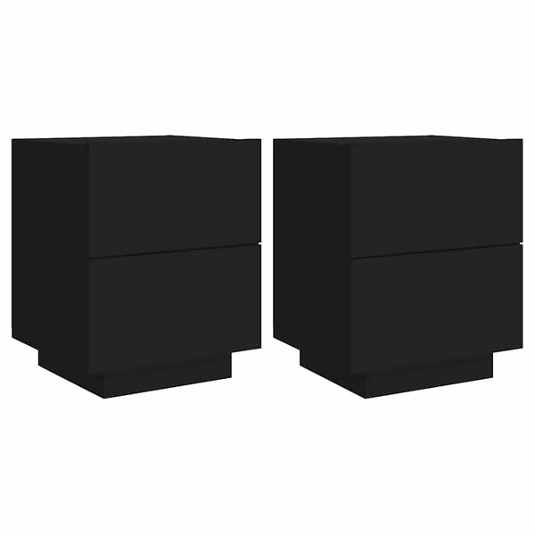 vidaXL Mesitas de noche con luces LED 2 uds madera ingeniería negra