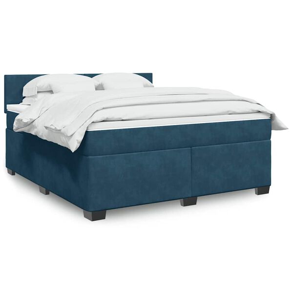 vidaXL Cama box spring con colch&oacute;n terciopelo azul 180x200 cm