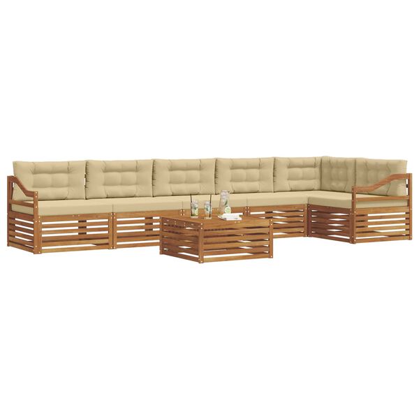 vidaXL Conjunto de sof&aacute;s de exterior con coj&iacute;n 7 pcs Natural y Beige