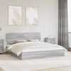 vidaXL Cama con almacenamiento con cabecera Gris Sonoma 200 x 200 cm
