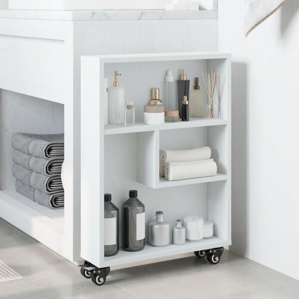 vidaXL Carrito de almacenaje estrecho madera blanco 48x13x68 cm