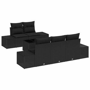 vidaXL Conjunto de sof&aacute; de jard&iacute;n 6 pcs Negro rat&aacute;n sint&eacute;tico