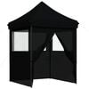vidaXL Tienda de fiesta plegable Pop-Up con 4 paredes laterales negra