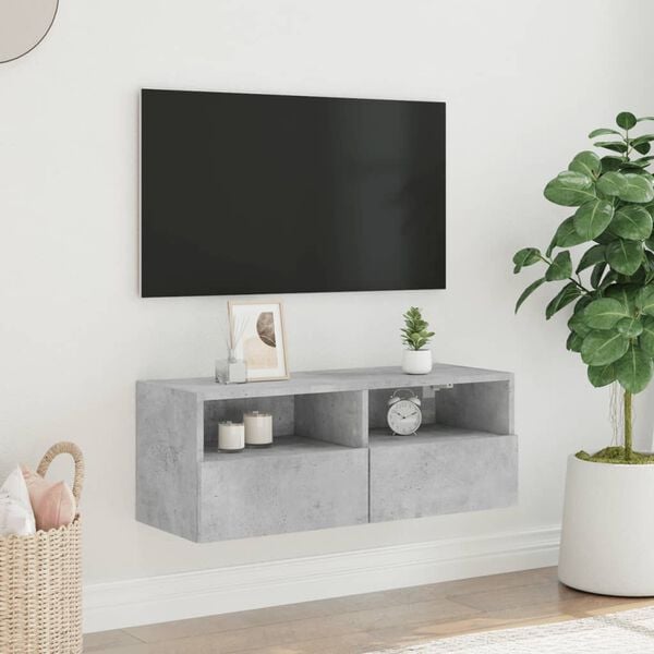 vidaXL Mueble de pared TV madera ingenier&iacute;a gris hormig&oacute;n 80x30x30 cm