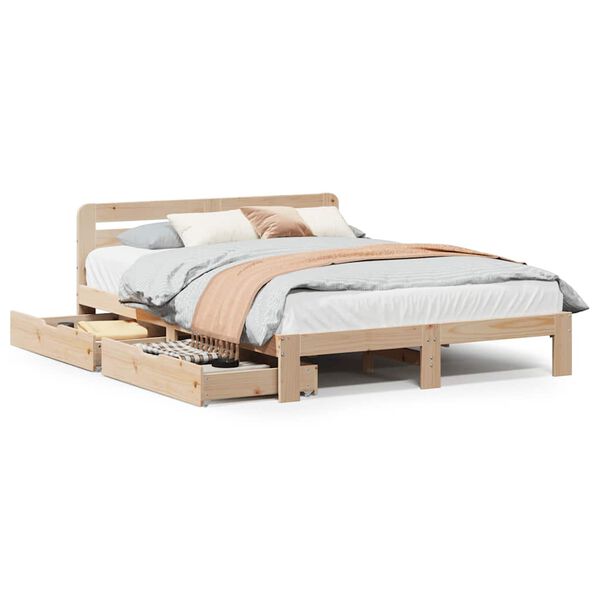 vidaXL Estructura de cama sin colch&oacute;n madera maciza de pino 120x190 cm