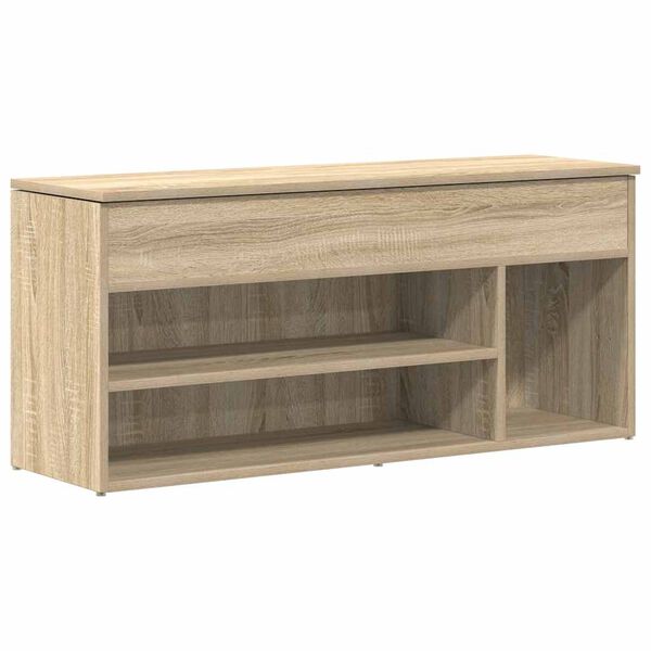vidaXL Banco zapatero madera de ingenier&iacute;a roble sonoma 102x30,5x45 cm