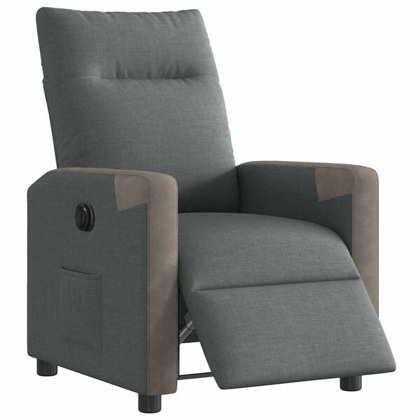 vidaXL Sill&oacute;n reclinable el&eacute;ctrico de tela gris oscuro