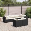 vidaXL Set de muebles de jard&iacute;n y cojines 7 pzas rat&aacute;n sint&eacute;tico negro