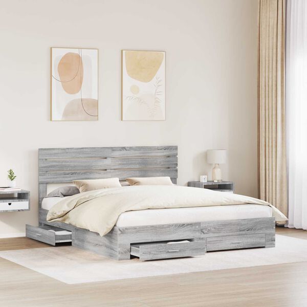 vidaXL Estructura de cama con caj&oacute;n con cabecera Madera contrachapada