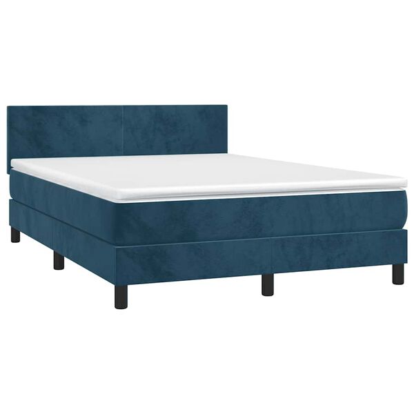 vidaXL Cama box spring con colch&oacute;n terciopelo azul oscuro 140x200 cm