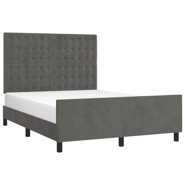 vidaXL Estructura de cama sin colch&oacute;n terciopelo gris oscuro 140x190cm