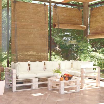 vidaXL Juego de muebles de jardín de palets 6 pzas cojines madera pino
