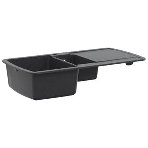 vidaXL Fregadero de Cocina Doble Granito 96 x 50 x 31 cm Grafito
