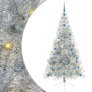 vidaXL &Aacute;rbol de Navidad Artificial Preiluminado Plateado 210 cm PET