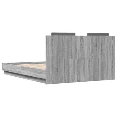 vidaXL Estructura cama con cabecero luces LED gris Sonoma 135x190 cm