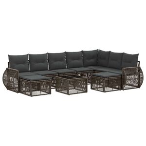vidaXL Conjunto de sof&aacute;s de jard&iacute;n 10 uds. Gris rat&aacute;n sint&eacute;tico