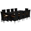 vidaXL Set de comedor jard&iacute;n 11 pzas con cojines rat&aacute;n sint&eacute;tico negro