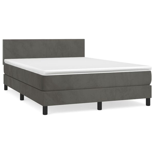 vidaXL Cama box spring con colch&oacute;n terciopelo gris oscuro 140x200 cm