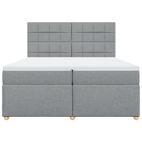vidaXL Cama box spring con colch&oacute;n tela gris claro 200x200 cm