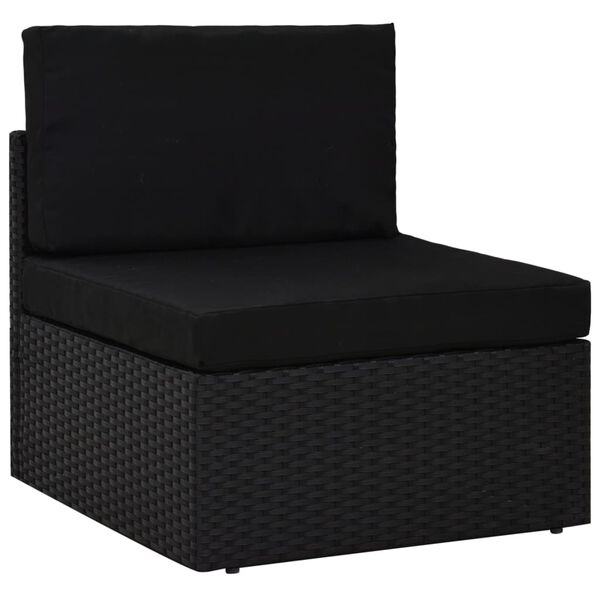 vidaXL Set de muebles de jard&iacute;n 6 pzas rat&aacute;n sint&eacute;tico y cojines negro