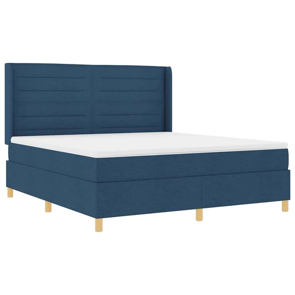 vidaXL Cama tipo Box Spring con colch&oacute;n Azul 140 x 200 cm tela