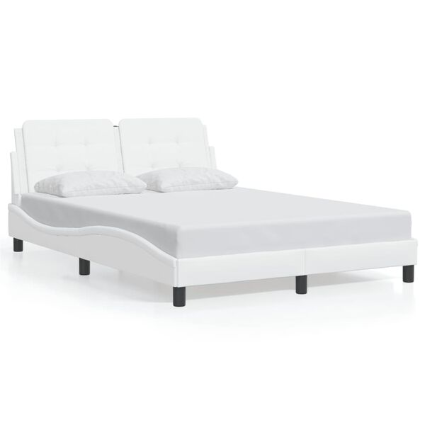 vidaXL Estructura de cama sin colch&oacute;n Zadar cuero sint&eacute;tico blanco 120x200cm