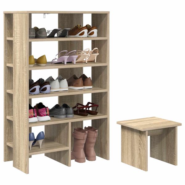 vidaXL Armario Zapatero 2 pcs Roble Sonoma Madera de ingenier&iacute;a